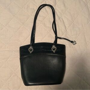 Brighton Black Leather Handbag with Heart Accents